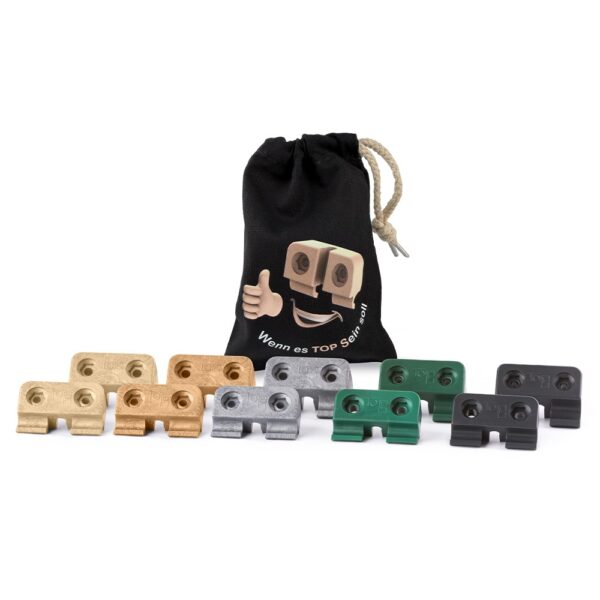 Tops - Halter für Doppelstabmattenzaun - Muster-Set inklusive Stoffbeutel